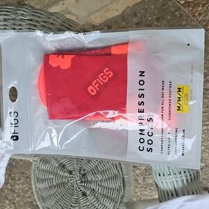 New In Package Figs Orange Red  Unisex Lunar New Year Compression Socks Med